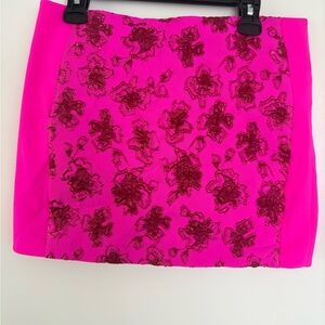 AKIRA Hot Pink Floral Mini Skirt